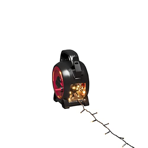 Konstsmide Micro LED Cable Reel Christmas Outdoor Fairy Lights Plug in/Outdoor or Indoor (IP44) / 100 Warm White Diodes/Black Cable String Lights