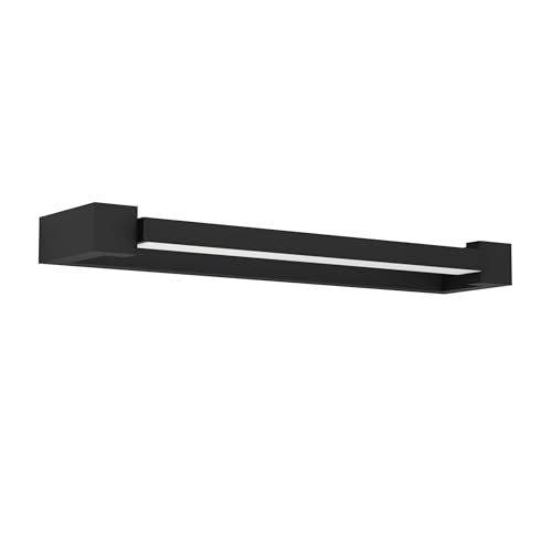 Eglo LED wall Light Gemiliana, Hallway and Bathroom Mirror lamp, Lighting Fixture Made of Black Metal and White Plastic, Neutral White, IP44