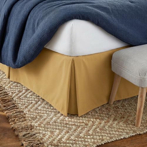 Linen Market Bed Skirt - Ultra Soft Microfiber - Easy Fit with 14 Inch Tailored Drop - Hotel Quality, Shrinkage & Fade Resistant - Bed Cover - Twin Bed Skirts - Bedroom D??cor - (Twin, Gold)