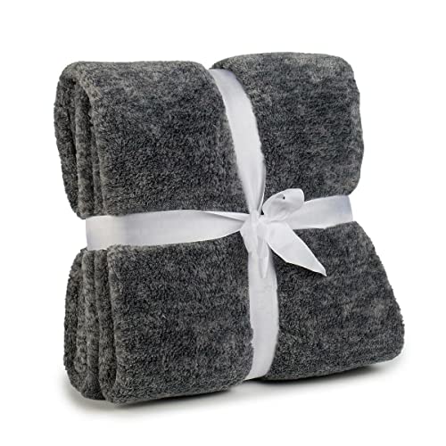 Gözze - Cosy Living Room Blanket/Throw, Marbled, 150 x 200 cm - Anthracite
