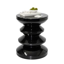 Relaxdays Side Table & Stool, Zigzag, Living Room Decor, HxD: 46 x 35 cm, Metal, Black