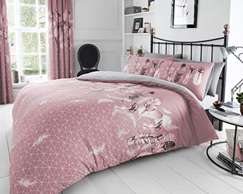 Gaveno Cavailia Luxurious Feathers Bed Set with Duvet Cover and Pillow Cases, Polyester-Cotton, Pink, King