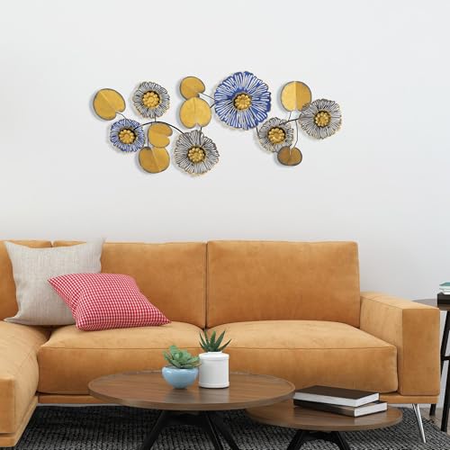 Hand-Painted Decorative Metal Wall Accessory, 112 x 9 x 47 cm, 100% Metal, 0.8 mm Thickness, Unique Art Piece for Home Decor, Colour Variations May Occur