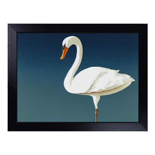 Lap Tray with Bean Bag Cushion, Impressive Swan - Handmade in the UK, Raised Wooden Edge, Padded Cushion, Heat-Resistant Wipe-Clean Surface, for Meals, Laptops and Crafts