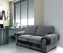 Big Corner Sofa Suite 3+2 Armchair Jumbo Cord Black And Grey (2 Seater)