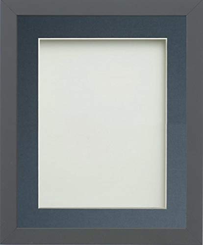 Frame Company Allington Grey Photo Frame with Blue Mount, 9x7 for 7x5 inch, fitted with perspex