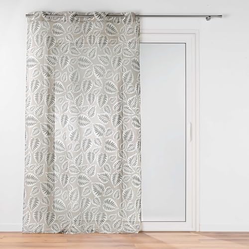 Douceur d'Intérieur, Alma Net Curtain with Eyelets (140 x 240 cm) Black Sandblasted Printed Voile