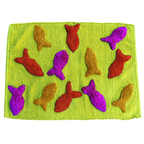 "MSV ""Colored Fish Cotton Bath Mat, Multi-Colour, 60 x 40 cm"