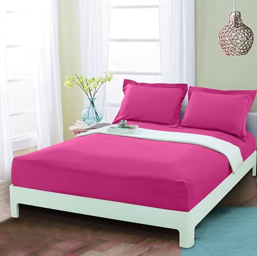 Mocassi Twin XL Fitted Sheet - Deep Pocket Cooling Sheets up to 16 inch - Hotel Luxury 1800 Premier - Softest Sheets - Wrinkle Resistant - 1 Single Bottom Fitted Sheet, Twin XL, Hot Pink