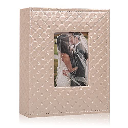 RECUTMS Small 4x6 Photo Album with 200 Pockets, Pink, Faux Leather, Can Hold 200 Horizontal Photos