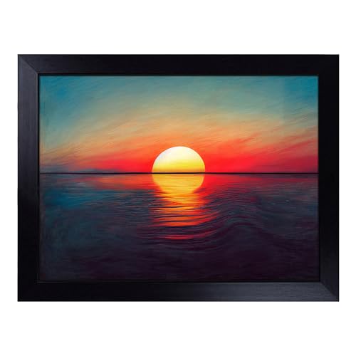 Lap Tray with Bean Bag Cushion, Delightful Ocean Sunset - Handmade in the UK, Raised Wooden Edge, Padded Cushion, Heat-Resistant Wipe-Clean Surface, for Meals, Laptops and Crafts