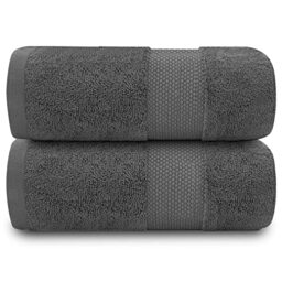 GC GAVENO CAVAILIA Extra Large Bath Sheet 2 Piece - 700 gsm Hotel Quality Egyptian Cotton Extra Large Towels 100X 180 Cm - Extra Soft Bathroom Towel - Charcoal