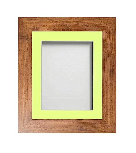 Frame Company Watson Rustic Picture Photo Frame fitted with Perspex, 10x8 inch with Lemon Bon Bon Mount for image size 8x6 inch