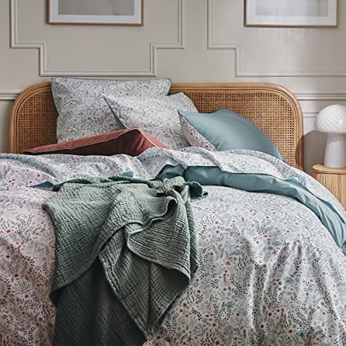 ESSIX Cotton Percale Duvet Cover, Under the Ocean, 240 x 220 cm, Light Blue