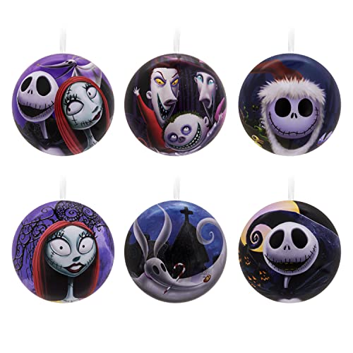Hallmark Disney Tim Burton's The Nightmare Before Christmas Tin Ball Christmas Ornaments, Set of 12