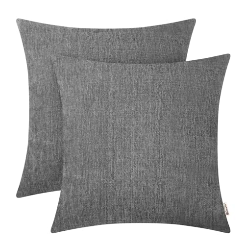 BRAWARM Pack of 2, Chenille Soft Throw Pillow Covers, Chenille Cushion Cover Pillowcase Shells, Decorative Couch Pillows for Living Room Car Sofa Chair 40cm x 40cm Neutral Gray