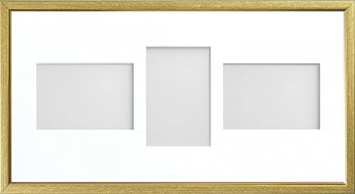 Frame Company Drayton Multi Aperture Photo Frame, Gold with Gold Inset, 20x10 for 6x4 inch (x3 LPL)