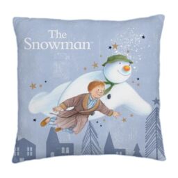 The Snowman Officially Licensed Square Cushion, Super Soft Pillow - Blue, Flake Glitter Reversible Design - Perfect For Bedroom Or Living Room Décor - 30 x 30cm