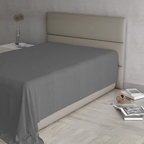 MAX COLOR Top Sheet, 100% Cotton, Plain, Dark Grey, Queen Size 180 x 300 cm