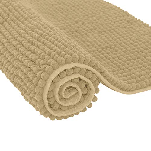 SU SUBRTEX Mat Soft Short Plush Bath Rugs for Bathroom,Chenille (Beige,40×60cm)
