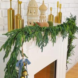 Christmas Real Touch Norfolk Pine Garland Artificial Pine Greenery Garlands Faux Christmas Norfolk Pine Garland for Christmas Holiday Seasonal Indoor Home Decor Mantle (180 Inches)