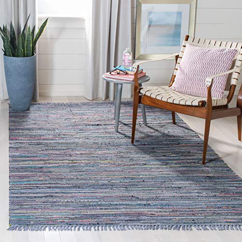 Safavieh Modern Indoor Flatweave Rectangle Area Rug, Rag Rug Collection, RAR121, in Purple / Multi, 152 X 244 cm for Living Room, Bedroom or Any Indoor Space