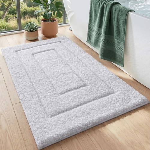 "DEXI Bathroom Rug Mat, Extra Soft Absorbent Premium Bath Rug, Non-Slip Comfortable Bath Mat, Carpet for Tub, Shower, Bath Room, Machine Wash Dry, 24""x36"", White"