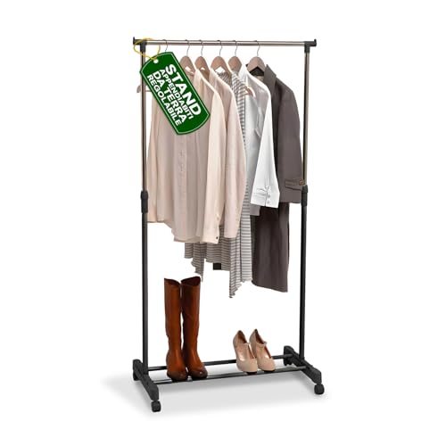 Avilia Stender Metal Coat Stand with Adjustable Height 80 x 110/135 / 160 cm - Ideal for Storing Jackets, Coats or Clothes - Easy to Move Thanks to Comfortable Wheels