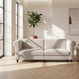 Felix 3 Seaters Sofabed in Corduroy, Cream, 83 x 236 x 87cm (H x W x D)