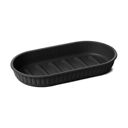 TATAY Soap Dish Bathroom Black - Durable Recycled Plastic - Responsibly Made in Spain - Minimalist Design - Easy to Clean - 15 x 8.2 x 2.1 cm ??? Baobab Collection