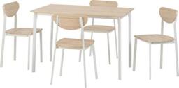 Seconique Riley Large Dining Set with 4 Dining Chairs,White/Light Oak