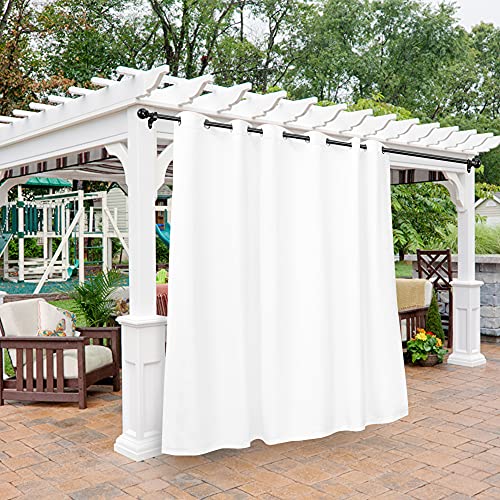 Bonzer Outdoor Curtains for Patio Waterproof Weatherproof Privacy - Light Blocking Grommet Outside Curtains for Porch/Gazebo/Pergola/Cabana/Deck/Sunroom, 1 Panel, 100W x 120L inch, White