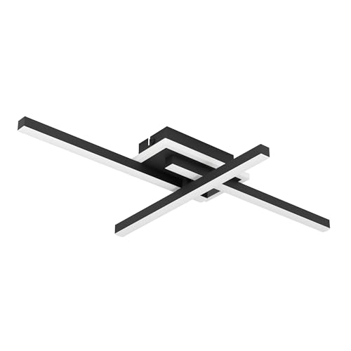 Eglo LED Ceiling lamp Nogaredo, Swivel Rod-Shaped Light Fixture, Geometric Design, Black Metal, White Plastic, Warm White, 30 x 50 cm