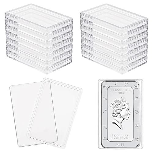 FINGERINSPIRE 18 Pcs Silver Bar Case 2.2x1.4 inch Acrylic Silver Bar Holder Clear Storage Container Compatible Silver Bar Box for 1oz Silver Bar 1 Troy Ounce Bar Collection of Coins