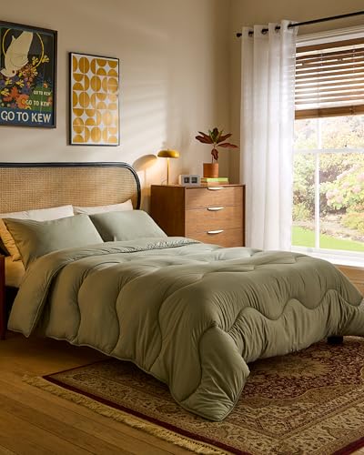 Night Lark Coverless Duvet 10.5 Tog Plain Dye - Olive Green, Double