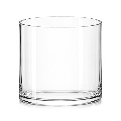 "Royal Imports Flower Glass Vase Decorative Centerpiece For Home Or Wedding - Cylinder Shape, 4"" Tall, 4"" Opening, Clear"