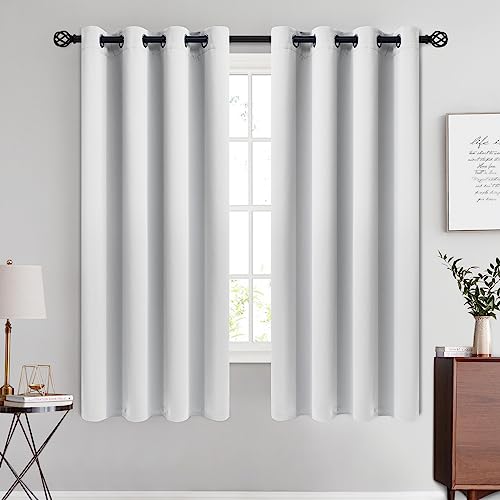 COSVIYA Room Darkening Curtains 63 inches Long for Bedroom 2 Panels Blackout Curtains Greyish White Window Treatments with Grommet Top Thermal Insulated Drapes for Bedroom/Living Room,52x63 inches