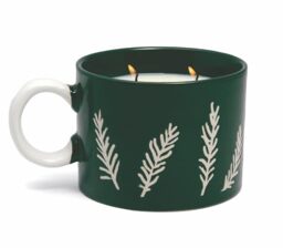 Paddywax Holiday Candles Cypress & Fir Collection 2-Wick Scented Candle in Reusable Ceramic Mug, 226g, Green