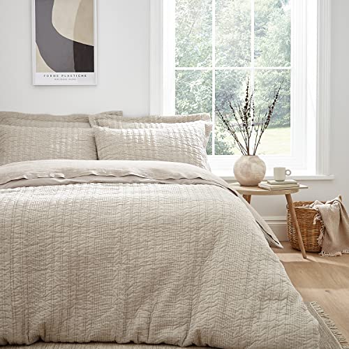 Pineapple Elephant Tamba Jersey Stripe Quilted King Duvet Cover Set with Pillowcases Natural