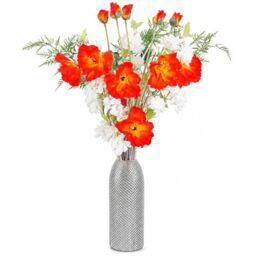 Leaf Design Artificial Flower Display with Vase
