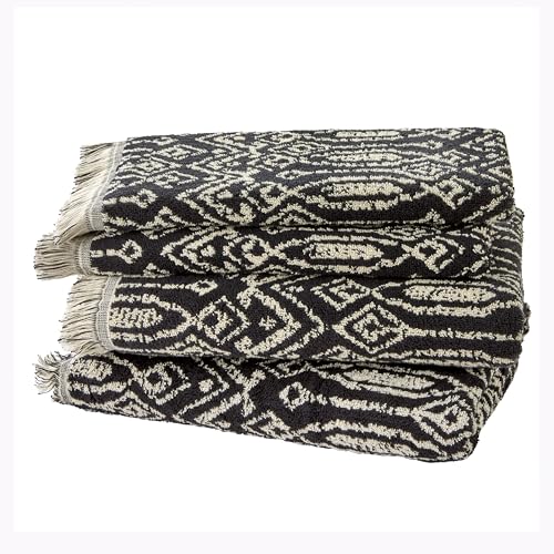 SKL Home Nador 2 Bath, 2 Hand Towel Set, Black