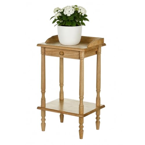 Premier Housewares Rubberwood Rectangle Telephone Table with Drawer, 62 x 36 x 29 cm, Marrón, Marrón