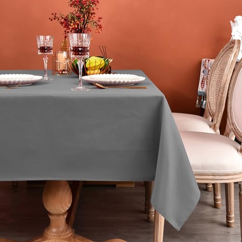 MEANMOY Grey Square Tablecloth 70x70 Inch Water Resistant Table Cloth - 210 GSM Washable Stain Resistant Rectangle Table Cloth Cover in Wrinkle Free Wipe Clean Polyester for Wedding, Party, Banquet