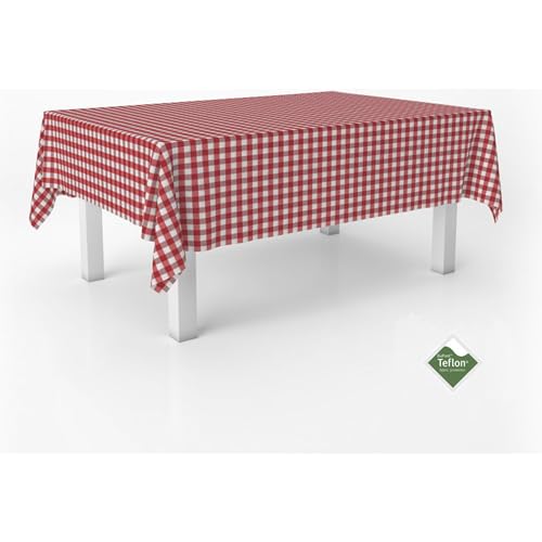 ECOMMERC3 - Stain Resistant Vichy Tablecloth for Rectangular Table Size 240 x 140 cm - Vichy Tablecloth Extra Soft and Waterproof Touch Red