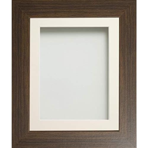 Frame Company Watson Brown Picture Photo Frame fitted with Perspex, 7x5 inch with Ivory Mount for image size 6x4 inch