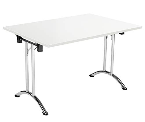 Office Hippo Folding Office Table, Sturdy & Stylish Computer Table Desk, Work Table For Home Office, Versatile Foldable Table For Meeting Room or Boardroom, 5 Year Guarantee - White/Chrome