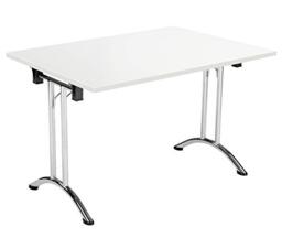 Office Hippo Folding Office Table, Sturdy & Stylish Computer Table Desk, Work Table For Home Office, Versatile Foldable Table For Meeting Room or Boardroom, 5 Year Guarantee - White/Chrome