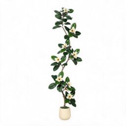 GarveeLife Artificial Plants Large 210 cm, Artificial Magnolia Tree in Planter, Artificial Plant with Magnolia Flowers, Easy Care, Artificial Plant Tree Decoration for Living Room, Office, Outdoor and