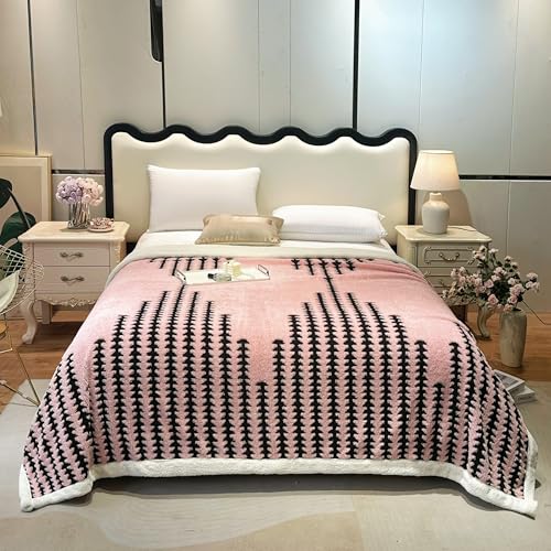 LEVINIS Bohemian Sherpa Throw Blanket 60'' ?? 80'', Sherpa Fleece Blanket for All Season, Southwestern Aztec Throw Blanket for Bed/Couch/Sofa/Office/Camping, Pink
