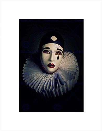 Wee Blue Coo PHOTO PORTRAIT STUDY PERFORMER PIERROT MASK COSTUME FRAMED ART PRINT B12X13343